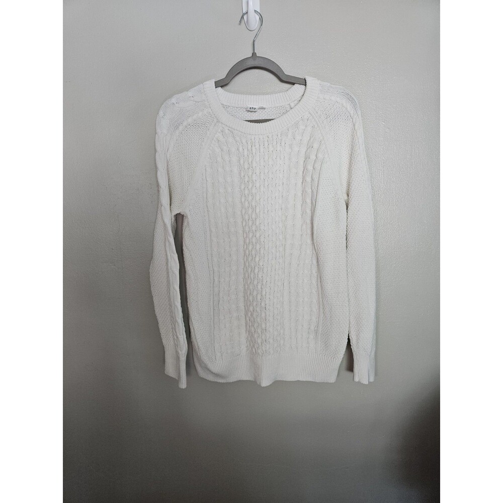 Gap Cable Knit Chunky Fisherman's Sweater Pullover White Women's Size Large L